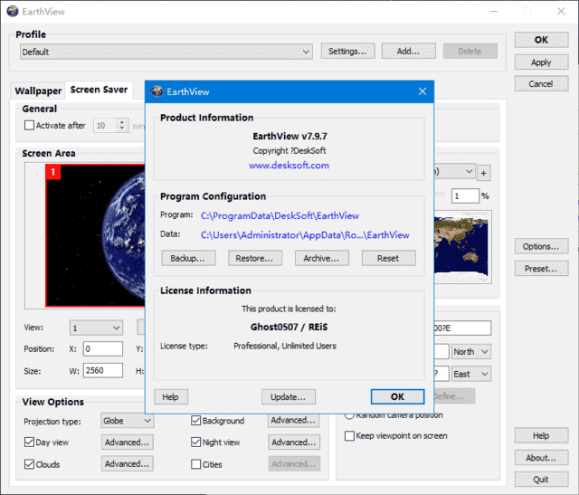 图片[1]-EarthView v7.16.1 便携版 – 地球动态壁纸-蚂蚁分享网